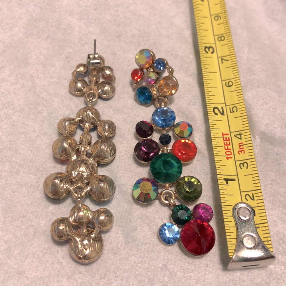 Betsey Johnson rainbow sparkly dangle earrings